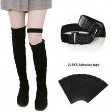 2条+20条高品质过膝靴绑带 - 可调节、可拆卸、耐用的靴套确保贴合舒适 - 易于使用和安装 - 黑色 - 查看 4