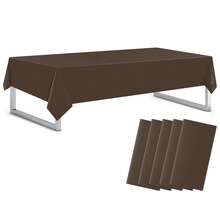 5/10 قطعة من أغطية الطاولة البلاستيكية القابلة للتخلص منها باللون البني، مناسبة لحفلات عيد الميلاد والزفاف والتجمعات العائلية وديكور الغرف