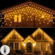1pc 96 LED Lights/3.5m/11.48ft Icicle Lights - USB Powered, 8 Lighting Modes, Suitable For Indoor And Outdoor Use, Walls, Gardens, Parties And Outdoor Lighting, Creating Festive Atmosphere. Plastic Light Body, Outdoor Christmas Decoration - Multicolor - View 2