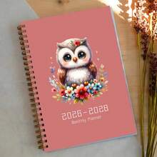 1本可爱猫头鹰图案2026-2028年日历 | 三年计划本，带密码保护和生日提醒页 | 送给女性、女儿、朋友、同事的完美圣诞节和新年礼物 - 彩色 - 查看 1