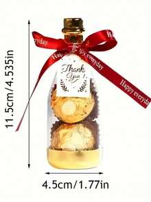 个性化透明DIY定制塑料香槟瓶巧克力糖果盒迷你婚礼蝴蝶结丝带瓶形礼盒派对婴儿派对礼物生日婚礼派对礼品容器儿童糖果包装礼品糖果包装盒