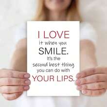 بطاقة تهنئة رومانسية ذكية مع مغلف - تصميم "تمنيات ابتسامة مغازلة"، طباعة جريئة ورسالة مرحة، رائعة للأحبة والبالغين، مثالية للمناسبات الرومانسية، بطاقة رومانسية جريئة | بطاقة تهنئة ورقية | بطاقة عيد زواج، ديكور مغازل