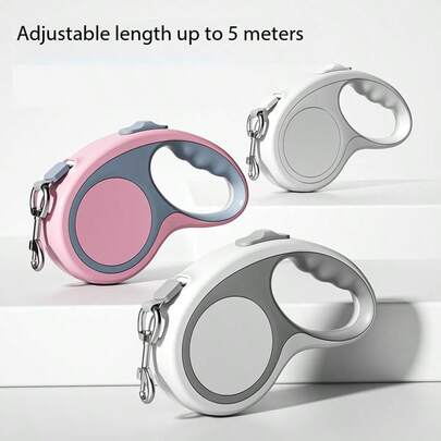 360° Retractable Dog Leash With Comfortable Non-Slip Handle, Max For 50 Lbs, One-Button Quick Lock Brake With Anti-Slip Handle, Suitable For Medium & Small Dogs