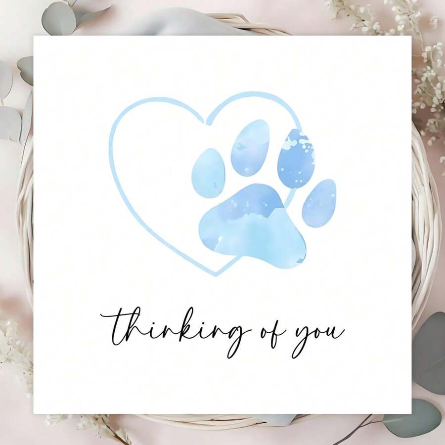 1PC Dog Condolence Card, We Miss You, Pet Death Card, Mourning Dog Paw Print Greeting Card - Multicolor - View 1