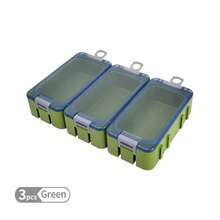 3pcs Cajas de Accesorios de Pesca Mini Luminiscentes Anzuelos de Pescado Cebo Artificial Caja de Almacenamiento de Plástico Empalmable Caja de Aparejos de Pesca en el Mar - Verde - Ver 3
