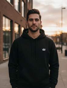 Flannel  Hoodie With Crown Design, Men's And Women's Hooded Sweatshirt, Various Colors - màu đen - Xem 8