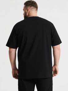 Plus Size Customize Personalized And Commemorative Gifts And Men's Casual Black T-Shirts Add Your Own Images (Family Photo/Selfie/Pet Photo/Friend Photo/Lover Photo/Girlfriend Photo/Gift/Couple Logo) Your Text To Design Your Personalized Printed T-Shirt For Father's Day And Mother's Day - Black - View 2