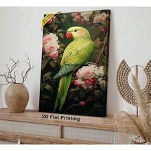 1pc Classic Canvas Painting Framed Art Print Wall Art Modern Green Parrot Picture For Home Office Bathroom Living Room Hallway Dining Room Bedroom Decor.Stretched And Framed Ready To Hang. - White - View 4