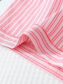 [Elegant Fields] Bộ đồ ngủ 2 món thoải mái dành cho nữ, gồm áo polo cổ bẻ cài nút tay ngắn có túi và quần short thắt nơ, thích hợp mặc ở nhà, mùa xuân/hè. - Hồng - Xem 7