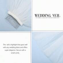 20261 Tier Bride Wedding Veils White Fingertip Bridal Tulle With Comb For Women - White - View 5