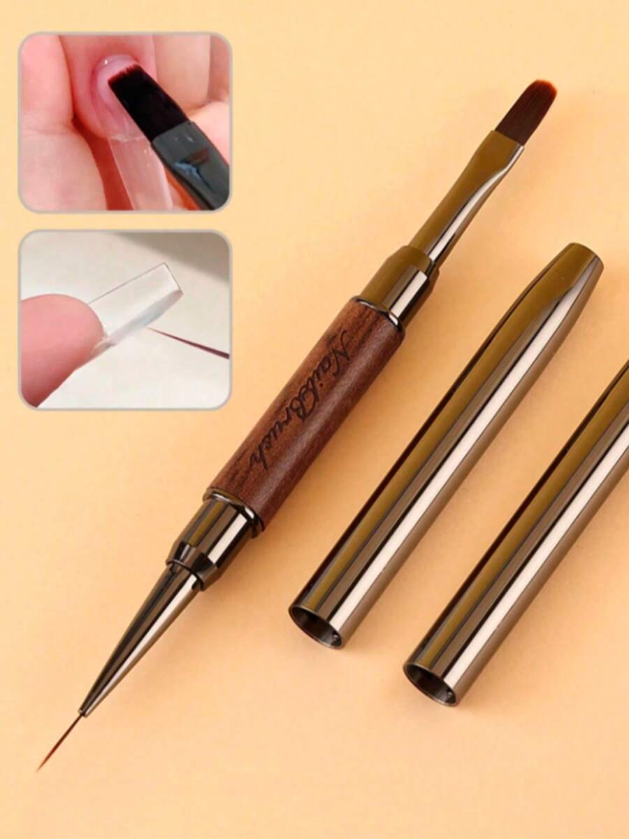 Beautizon Nailartlab 1Pc Nail Art Brush Double-Ended Drawing Line Painting Glue Pen, DIY Art Frosted Pen Holder Drawing Glue Drawing Line Nail Art Pen With Pen Cap, Women's Nail Salon Supplies