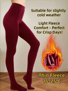 Quần tất lông cừu mỏng dành cho nữ - Quần tất lót nhiệt mỏng cho những ngày hơi lạnh 15-25℃, quần legging cạp cao nhiều màu (Nâu cà phê, Đen, Xanh navy, Đỏ tía, Xanh lá đậm, Màu da) dành cho nữ - Nhiều màu - Xem 5