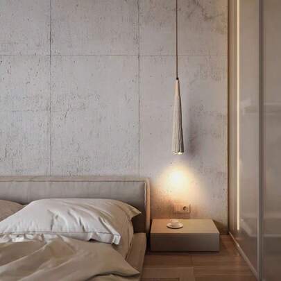 1pc Cement Material Slender Mini Pendant Light, Bedroom Bedside, Cupboard, Nordic Homestay, Japanese Retro, Restaurant Bar, Home Decor, Industrial Style Wooden Adjustable Ceiling Light Fixture, Suitable For Kitchen Island, Dining Room, Entrance, Hallway