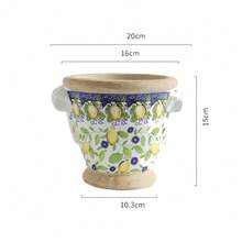 1 szt., 6 cali wysokości, ręcznie robiona doniczka z grubej ceramiki z wzorem cytryny, ręcznie malowana, w stylu vintage, odpowiednia na imprezę, wesele, do salonu