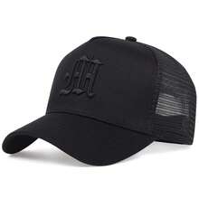 Men Letter Embroidery Trucker Hat For Daily Life And Outdoor Street - Black - View 6