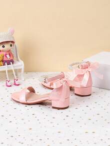 Summer New Arrival Printed Fabric Strap Girls High Heel Sandals, Girls' High Heel Dance Shoes For Student Performance And Daily Activities, Wedding Shoes - Pink - View 4