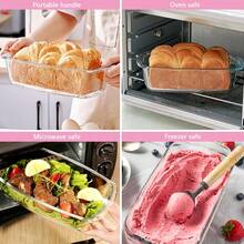 Senmeo 2-Pack Baking Pan Set - 1.8L Large Glass Rectangular Loaf Pan With Lid - Transparent - View 7