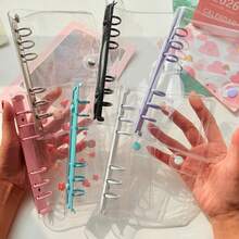 1本A6透明贴纸簿，活页夹，印章簿，贴纸背衬，集邮册，口袋本，3D贴纸，贴纸书，照片收纳袋，书皮，集换式卡牌盒，可用作相册、预算计划本、日记本、笔记本、办公用品 - 彩色 - 查看 5