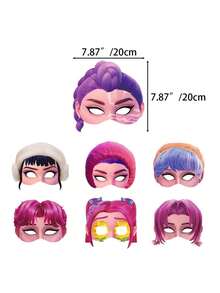 12pcs 2025 New Witch Hunting Girl Group Theme Party Photo Prop Paper Mask, KPOP Girl Group Role Playing Makeup Ball Half Mask - Birthday Gift, Christmas Gift, Perfect Gift, Collectibles - Multicolor - View 2
