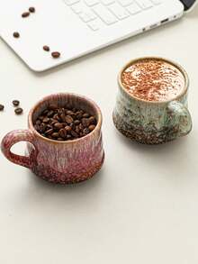 1pc 300ml Retro Ceramic Coffee Mug, Kiln-Fired Craftsmanship, Easy To Clean And No Fading, Home Latte Cup, Cappuccino Cup, Afternoon Tea Cup, Gift For Boyfriend, Girlfriend, Family, Friends, Coworkers - Multicolor - View 3