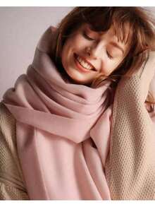 Thick Long Shawl/Blanket, 280g - Baby Pink - View 4