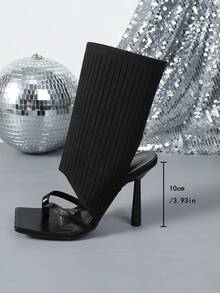 Giày sandal cao gót quai ngang thanh lịch dành cho nữ, phù hợp để đi làm. - màu đen - Xem 3