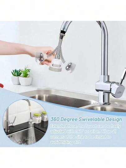 2-częściowy przedłużacz kranu kuchennego, perlator oszczędzający wodę, obrotowy spryskiwacz 360°, odpowiedni do akcesoriów łazienkowych i kuchennych