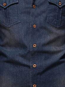 男士休闲基本款双口袋纽扣领长袖衬衫