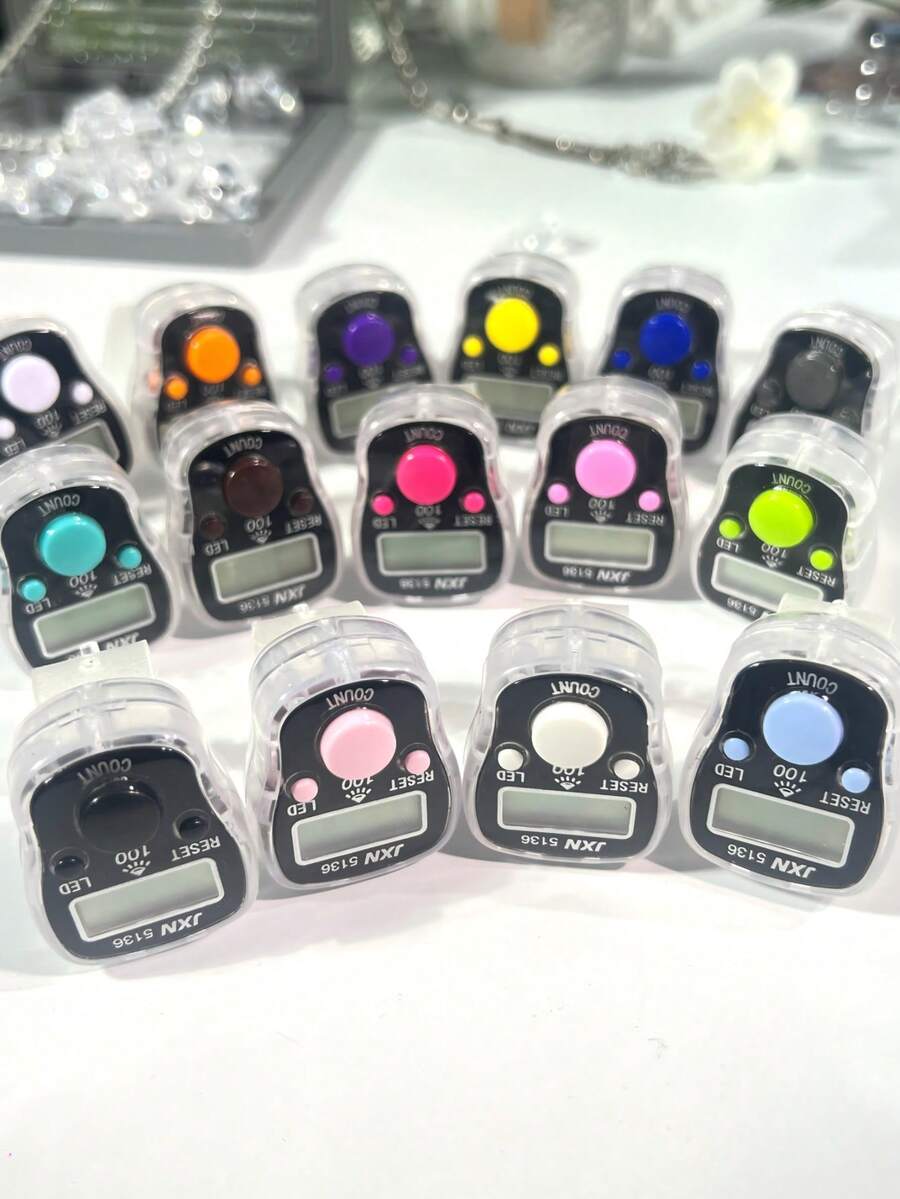 带声音的LED指示灯手指计数器，电子按钮式手指计数器，适用于学生和企业 - 彩色 - 查看 1