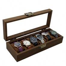 6格木制手表展示盒 - 棕色 - 查看 7