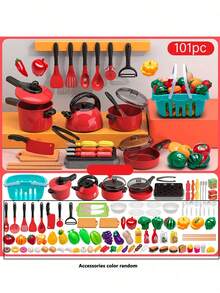 Kids Kitchen Fruit Cutting Playset, Vegetable Pretend Play Toy, Cake Cutting Toy For Boys And Girls - Multicolor - View 15