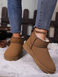 Damen Dicke Warme Schneestiefel, Neue Koreanische Version Dicke Sohle Winterstiefel, Thermisch Gefütterte Kurze Stiefel, Kunstleder Stiefel