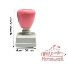 1pc Square Frog Pattern Stamp, Teacher's Classroom Stamp, Photosensitive Stamp For Homework Categorization, Creative Design For Teachers Or Home Use, Office & Education Stamp, Self-Inking, Red Ink - one-size - View 7