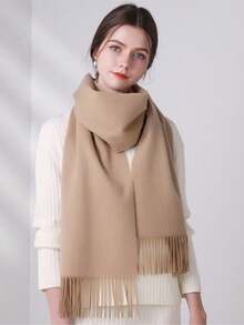 Thick Long Shawl/Blanket, 280g - Khaki - View 4