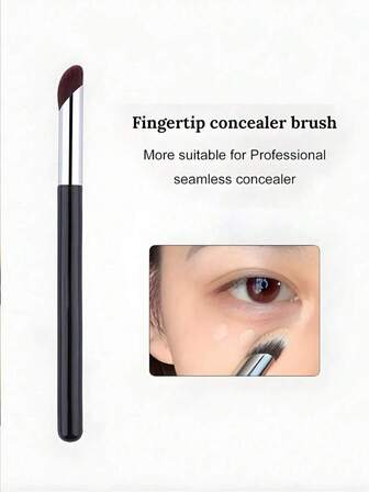 Pincel profesional de punta de dedo para corrector - Cerdas anguladas para una cobertura uniforme, ideal para debajo de los ojos, imperfecciones y contorno, pelo sintético ultra suave para un difuminado perfecto, herramienta esencial para maquillaje profesional y de uso diario, Pincel para cejas, Pincel para sombra de ojos, Peine de cepillo, Cepillo de peine