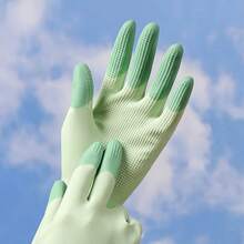 1 Pair Colorful Household Cleaning Gloves, Kitchen Dishwashing Gloves, Non-Slip Household Gloves, Suitable For Small Hands, Flexible Operation, Laundry Gloves, Cleaning Supplies, Thickened Laundry Gloves, Latex Gloves, Kitchen Cleaning Gloves [Packaging Is Random] - Multicolor - View 6