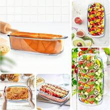 Senmeo 2-Pack Baking Pan Set - 1.8L Large Glass Rectangular Loaf Pan With Lid - Transparent - View 8