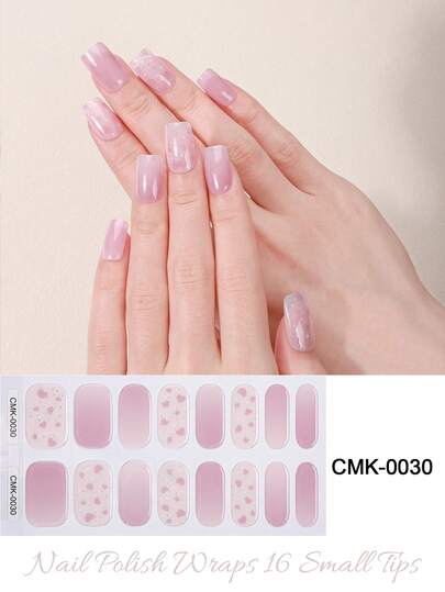 Tiras de gel de uñas semi curadas, beige gelatinoso, 16 piezas de envolturas de gel para uñas, pegatinas, se requiere luz UV, calidad de salón, de larga duración