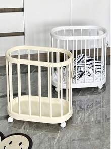 1pc Laundry Basket Household Dirty Clothes Storage Bin, Waterproof Bathroom Hamper With Large Capacity And Wheels - White - View 2