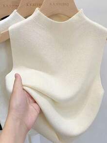 1 件女士针织仿领，黑色、白色、米色、绿色、黄色 - 條紋針織假領子 - 查看 24