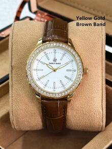 Pablo Raez 1pc 18K Gold Ladies Watches Stainless Steel Jewelry Vintage Accessories Charming Women Wristwatch Luxury Crystal Dress Watch Original Non Tarnish Golden Color Elegant Brand New AAA Design Quartz Watch For Lady Fahionable White Face With Rhinestone Display High Quality Woman Popular Wristwatch 50M Waterproof Soft - one-size - View 14