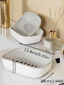 1个双层沥水皂碟，自动沥水，易于清洁，适用于浴室和厨房，高端家居卫生用品，厨房水槽配件，时尚浴室配件，现代皂托，易清洁材质，坚固耐用，实用浴室必备，自动沥水皂盒，家居必需品，浴室装饰爱好者的理想之选。 - 彩色 - 查看 6