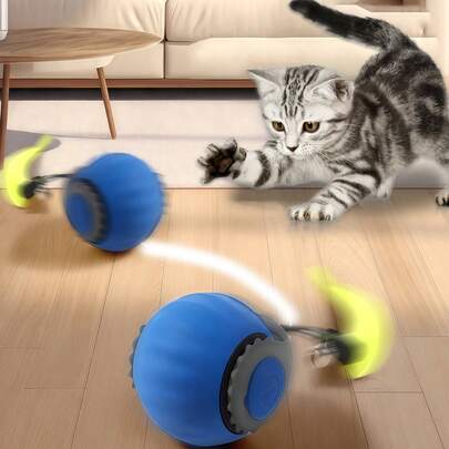 Pet Interactive Gravity Rolling Ball Toy, Automatic Electric Cat Toys, Smart Ball For Kitten To Play And Eliminate Boredom Electric Cat Toys Interactive Plush Cat And Dog Toy, Intelligent Avoidance Ball Cat Training Toy Chasing Ball, Rechargeable, Smart Mode Portable Random Color
