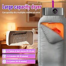 多功能便携式烘干机，带定时功能，小巧便捷，是公寓、旅舍和房车的理想烘干解决方案——操作快速简便，包含精致衣物烘干袋，便携式干衣机，紧凑型干衣机，衣物烘干机，公寓洗衣电器，旅舍必备，节省空间，耐用塑料材质，轻巧结构，干衣机，公寓住户，房车旅行者