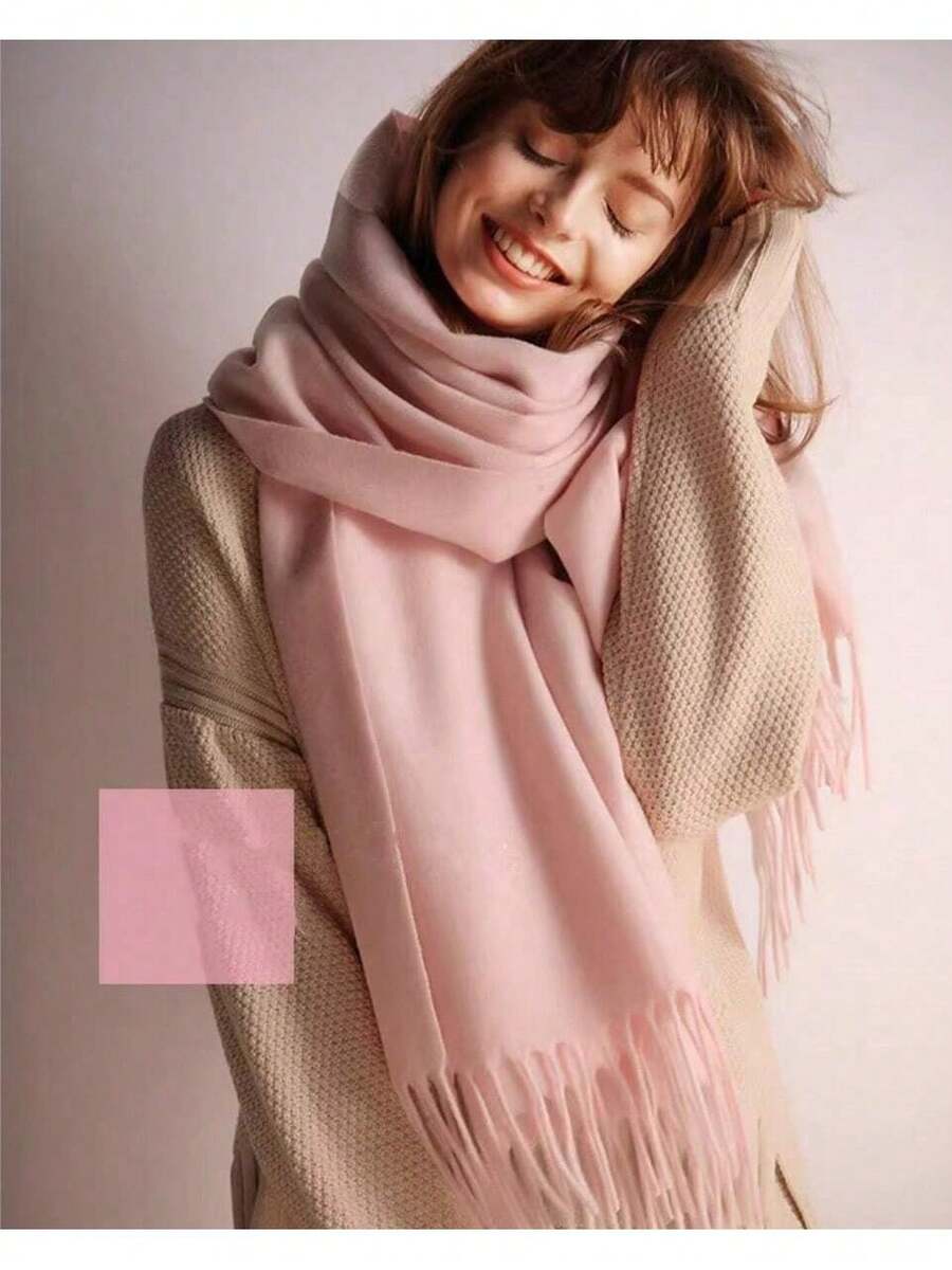 Thick Long Shawl/Blanket, 280g - Baby Pink - View 1