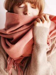 Thick Long Shawl/Blanket, 280g - Coral Pink - View 3