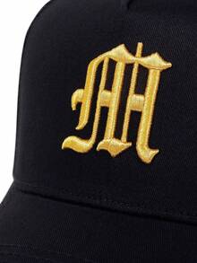 1pc Men's Gothic Letter Embroidered Baseball Mesh Cap - Black Gold - View 5