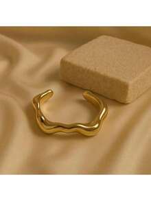 Two-Tone Bracelet, Acrylic, Modern, Stylish, Sophisticated, Minimalist, Charming, Ideal, Kit With 2 Bracelets, Silver, Gold, Geometric, Luxurious, Lightweight, Comfortable, Firm, Accessories, Women's, Jewelry, Everyday, Practical, Winter, Wear Over Long Sleeves. - 彩色 - 查看 2