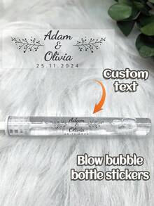 45pc Custom Wedding Bubble Tube Stickers, Personalized Name Design, Transparent Gold Foil Bubble Labels, Perfectly Match Your Wedding Theme,Wedding Bubble Tube Stickers,Personalized Gifts,Customized Christmas Gifts,Custom Ornaments,Christmas ,Stickers Custom - Multicolor - View 4