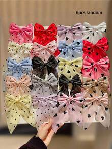 10个/套缎面心形蝴蝶结发夹，精致的心形装饰，闪亮迷人。超大尺寸设计，轻松成为发型焦点——适合女孩和女士，无论是甜美风还是优雅风，都能完美搭配，为您的发型增添独特魅力！发饰、学生配饰、发夹、发卡、发爪、学习用品、大学、女士冬季装扮、蝴蝶结、可爱、优雅、发饰、头饰、发夹 - 彩色 - 查看 24